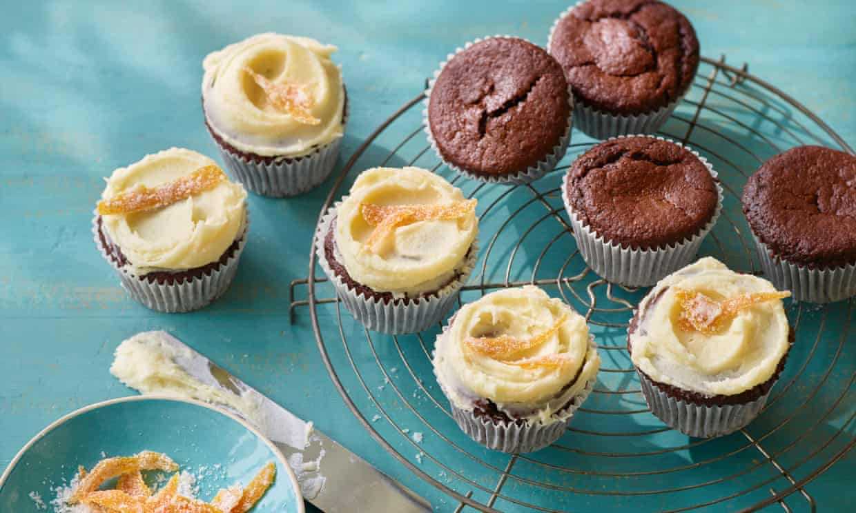 Rye Chocolate Cupcakes with Orange Cream Cheese